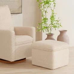 Cali Storage Ottoman in Shearling in Chai Shearling