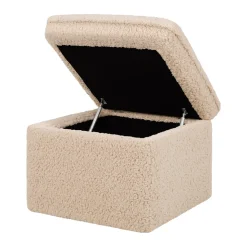 Cali Storage Ottoman in Shearling in Chai Shearling
