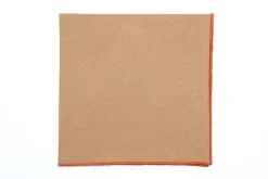 Camel Napkin with Light Orange Small Trim, Set of 4