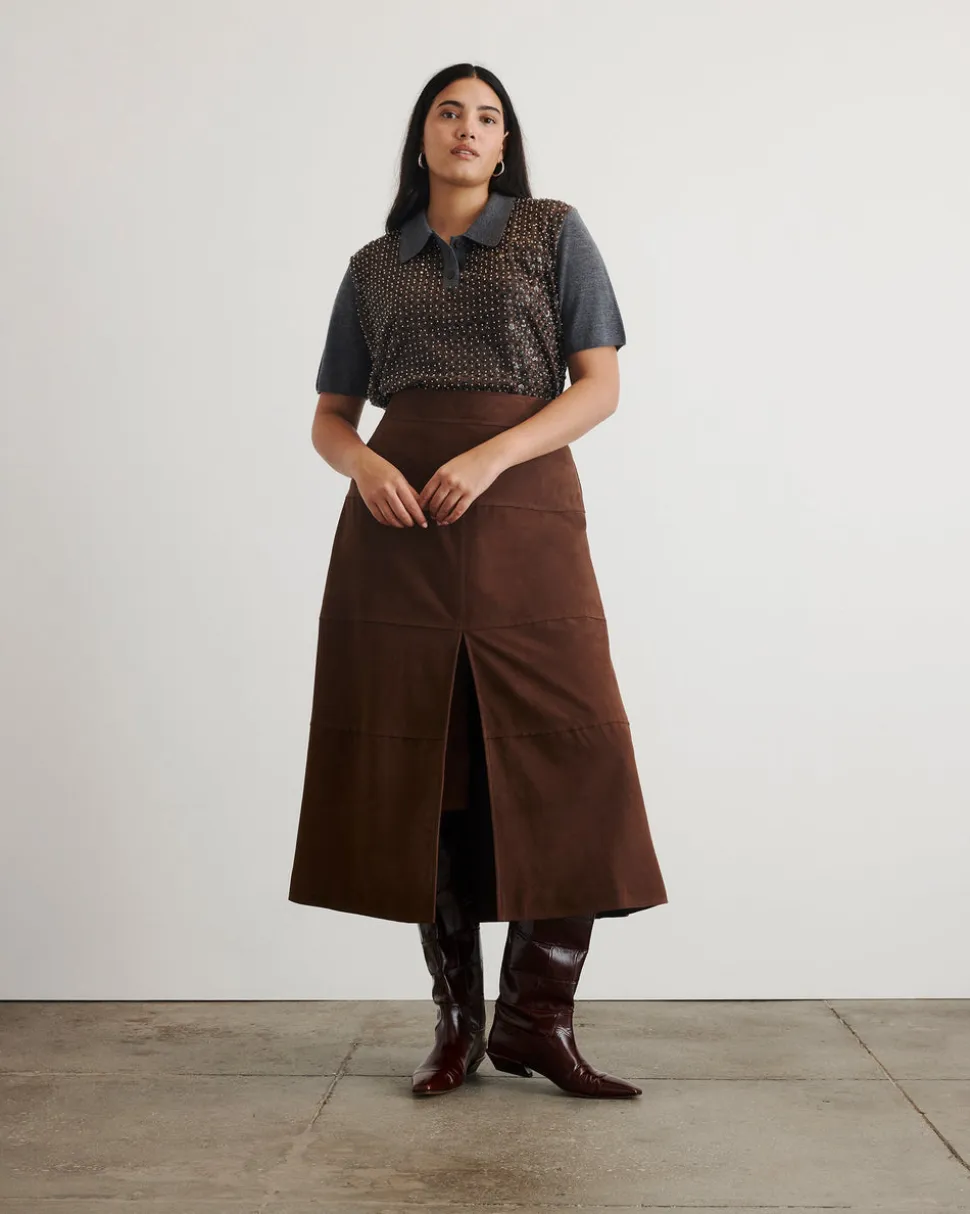 Camilla Knit Top in Dark Heather Grey & Bronze Multi