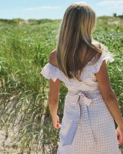 Camille Dress in Tan Gingham