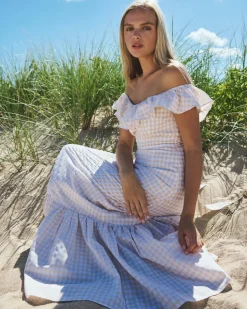 Camille Dress in Tan Gingham