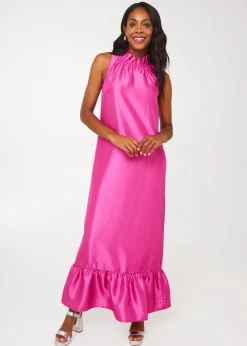 Camille Gown in Hot Pink Dupioni