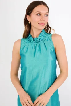 Camille Gown in Teal Dupioni