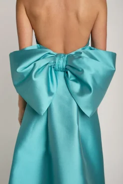 Camille Silk and Wool Column Gown with Removable Train
