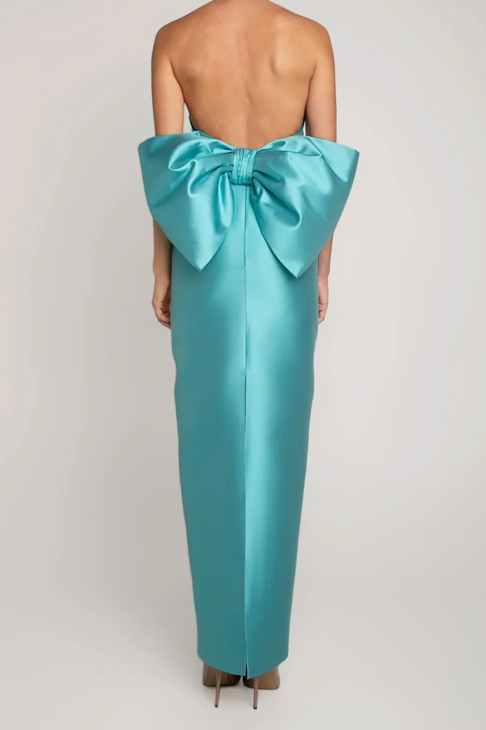 Camille Silk and Wool Column Gown with Removable Train