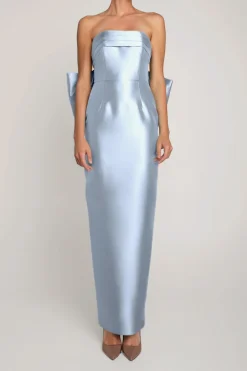 Camille Silk and Wool Column Gown with Removable Train