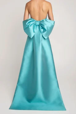 Camille Silk and Wool Column Gown with Removable Train