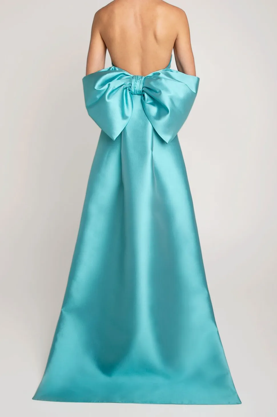 Camille Silk and Wool Column Gown with Removable Train