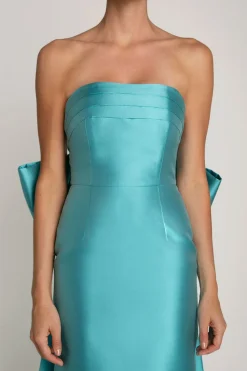 Camille Silk and Wool Column Gown with Removable Train