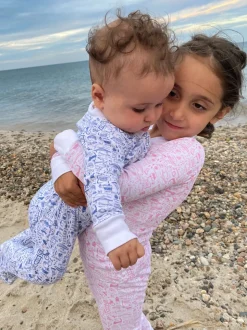Cape Cod Two Piece Kids Pajamas in Cape Cod Peony Pink