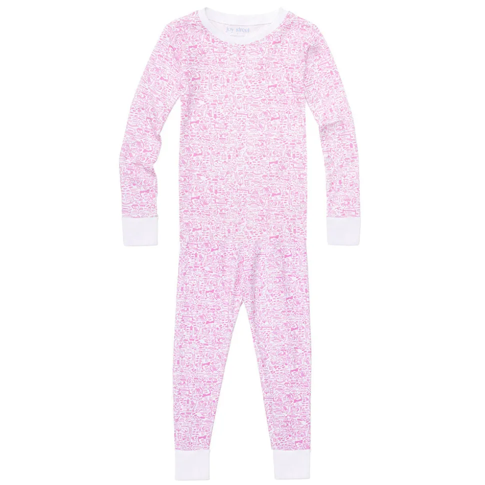 Cape Cod Two Piece Kids Pajamas in Cape Cod Peony Pink