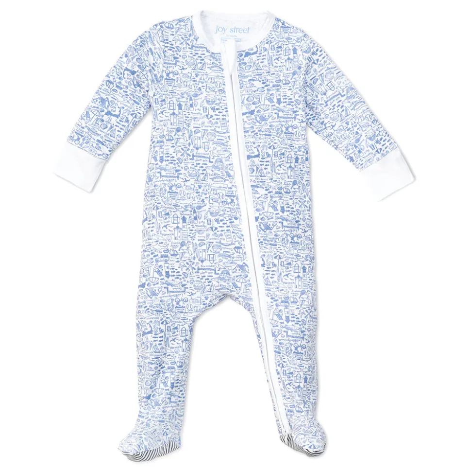 Cape Cod Zip Baby Onesie in Cape Cod Sailor Blue