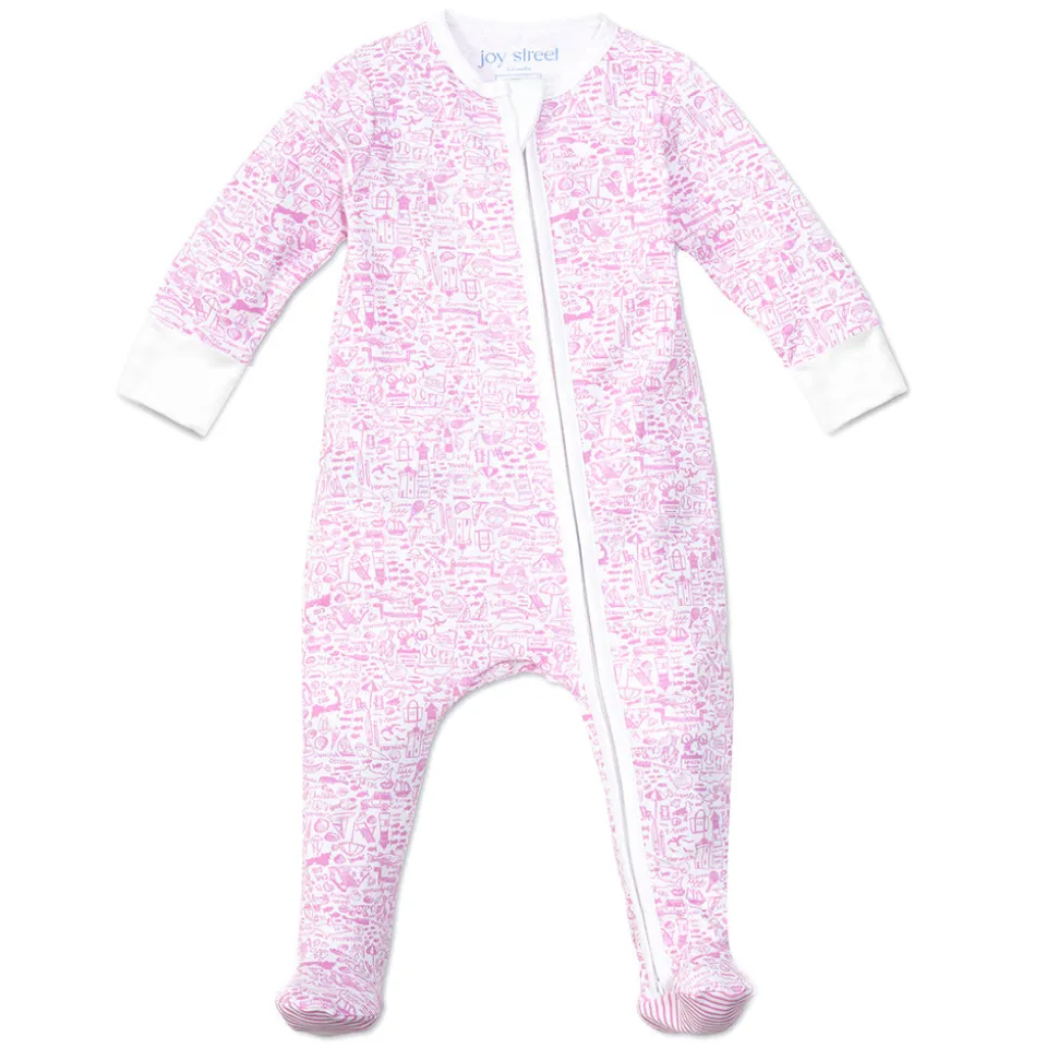 Cape Cod Zip Baby Onesie in Cape Cod Peony Pink