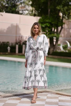 Capri Maxi Dress in Blue Palm