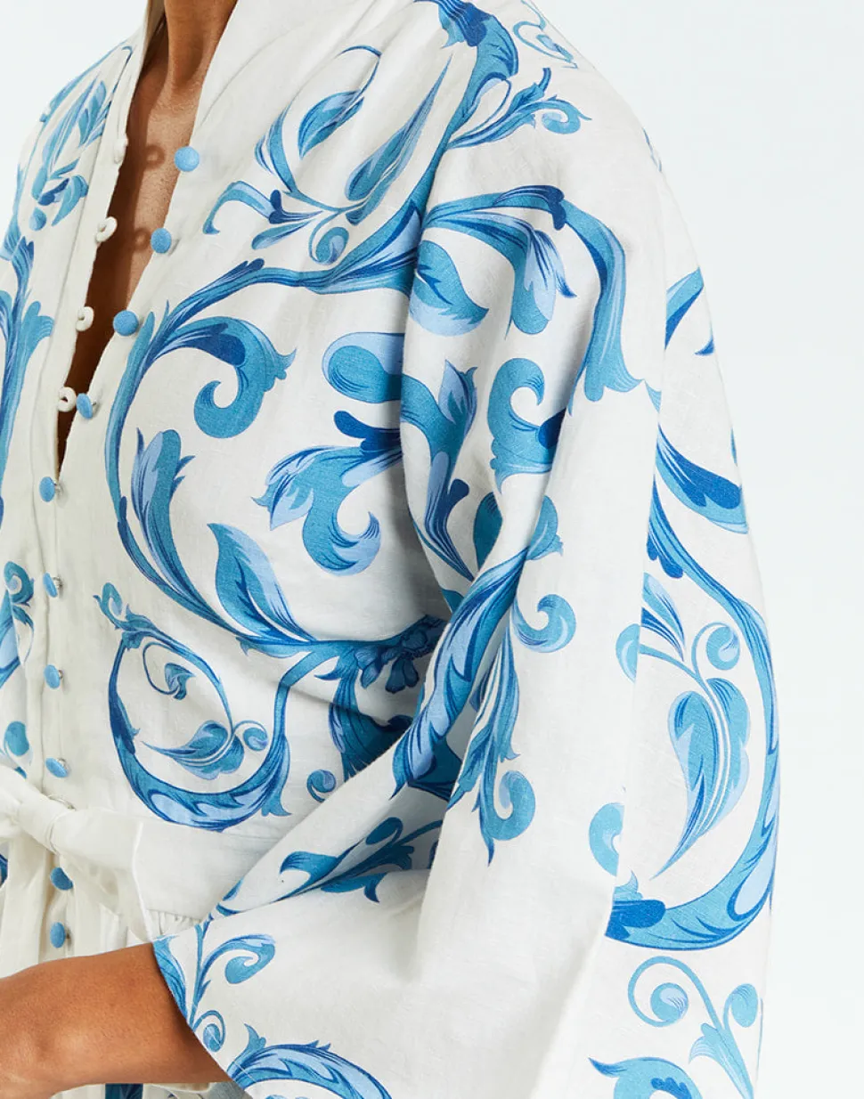 Carmen Mini Dress in Blue & Ivory