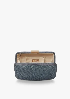 Carmen Woven Straw Clutch Bag in Black