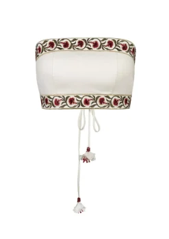 Carnation Crop Top in Ivory & Red