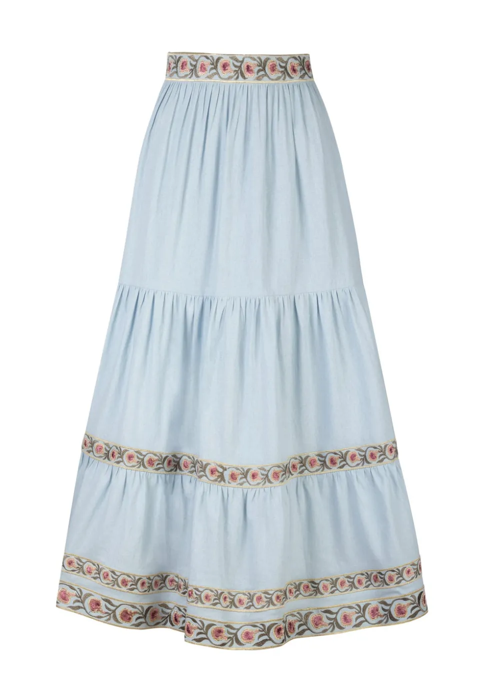 Carnation Ruffle Skirt in Blue & Pink
