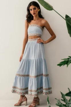 Carnation Ruffle Skirt in Blue & Pink