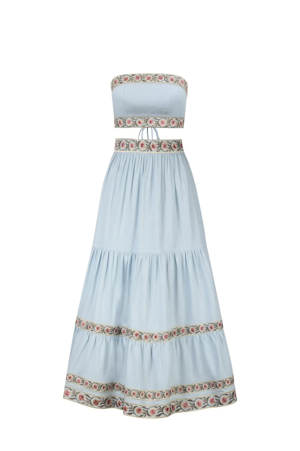 Carnation Ruffle Skirt in Blue & Pink