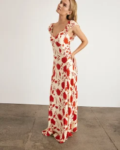 Carrie Dress in Cream & Tomato