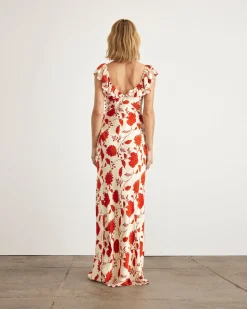 Carrie Dress in Cream & Tomato