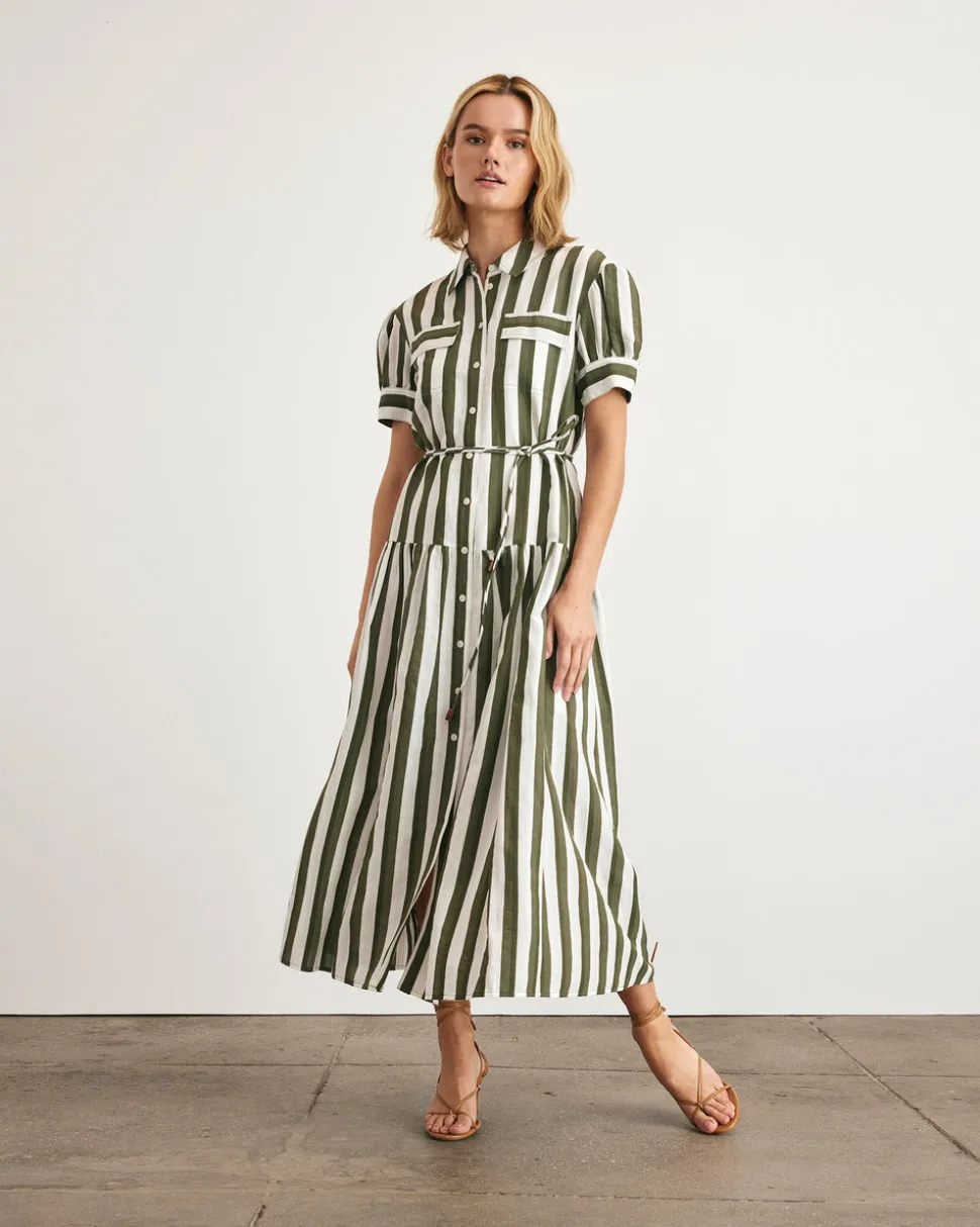 Carrington Dress in Fern & Ivory