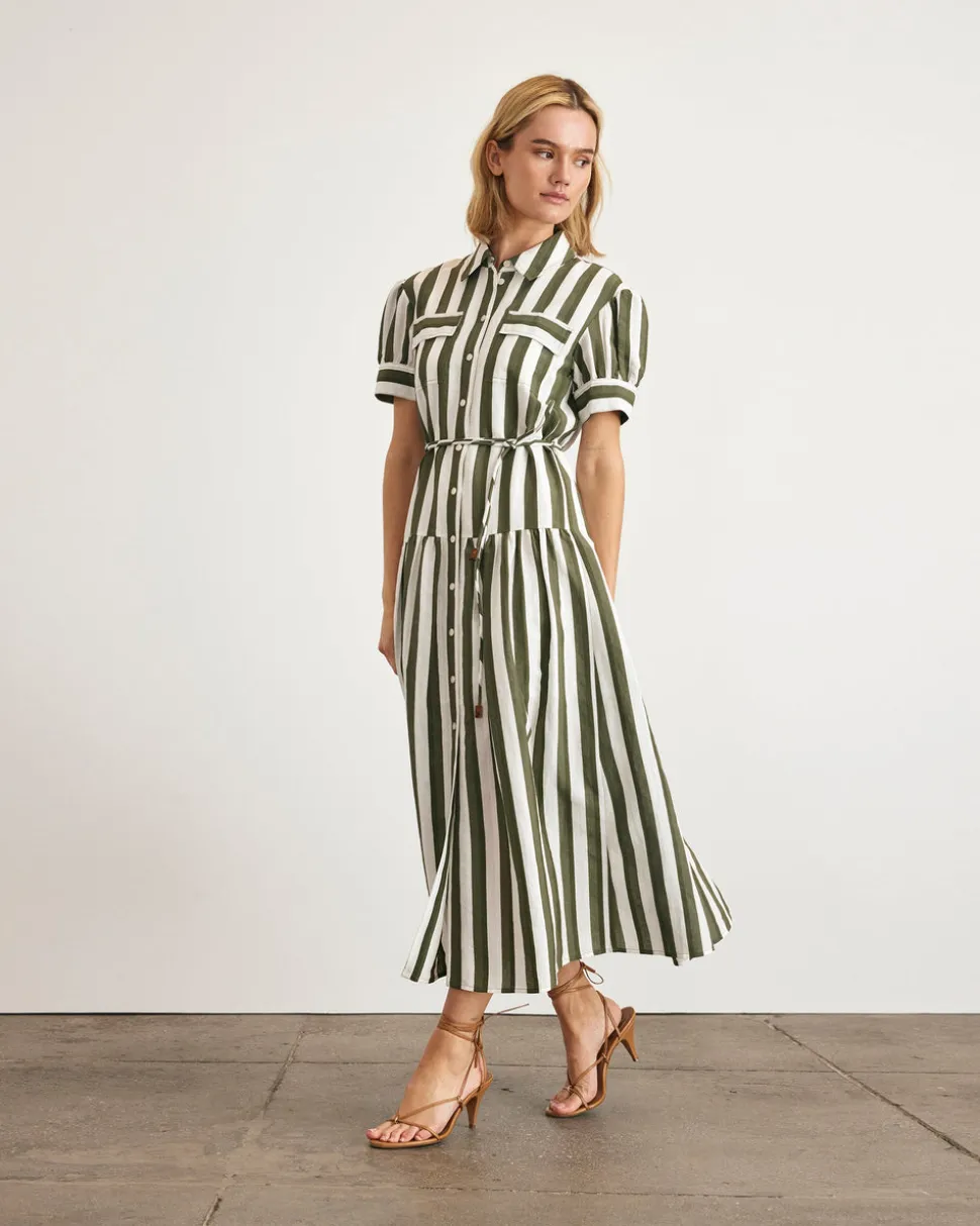 Carrington Dress in Fern & Ivory