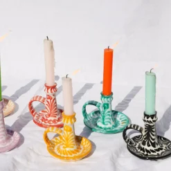 Casa Amarilla Candlestick with Hand-Painted Designs