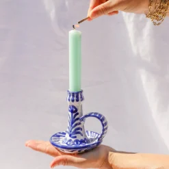 Casa Azul Candlestick with Hand-Painted Designs