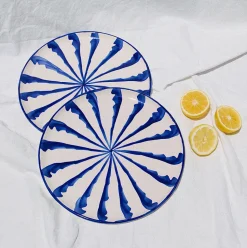 Casa Azul Dinner Plate with Candy Cane Stripes