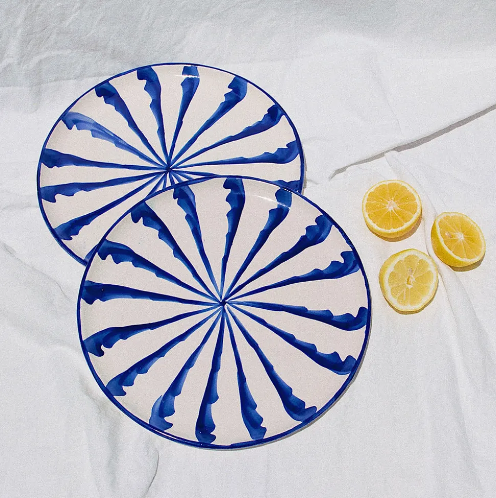 Casa Azul Dinner Plate with Candy Cane Stripes