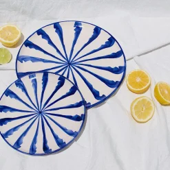Casa Azul Dinner Plate with Candy Cane Stripes