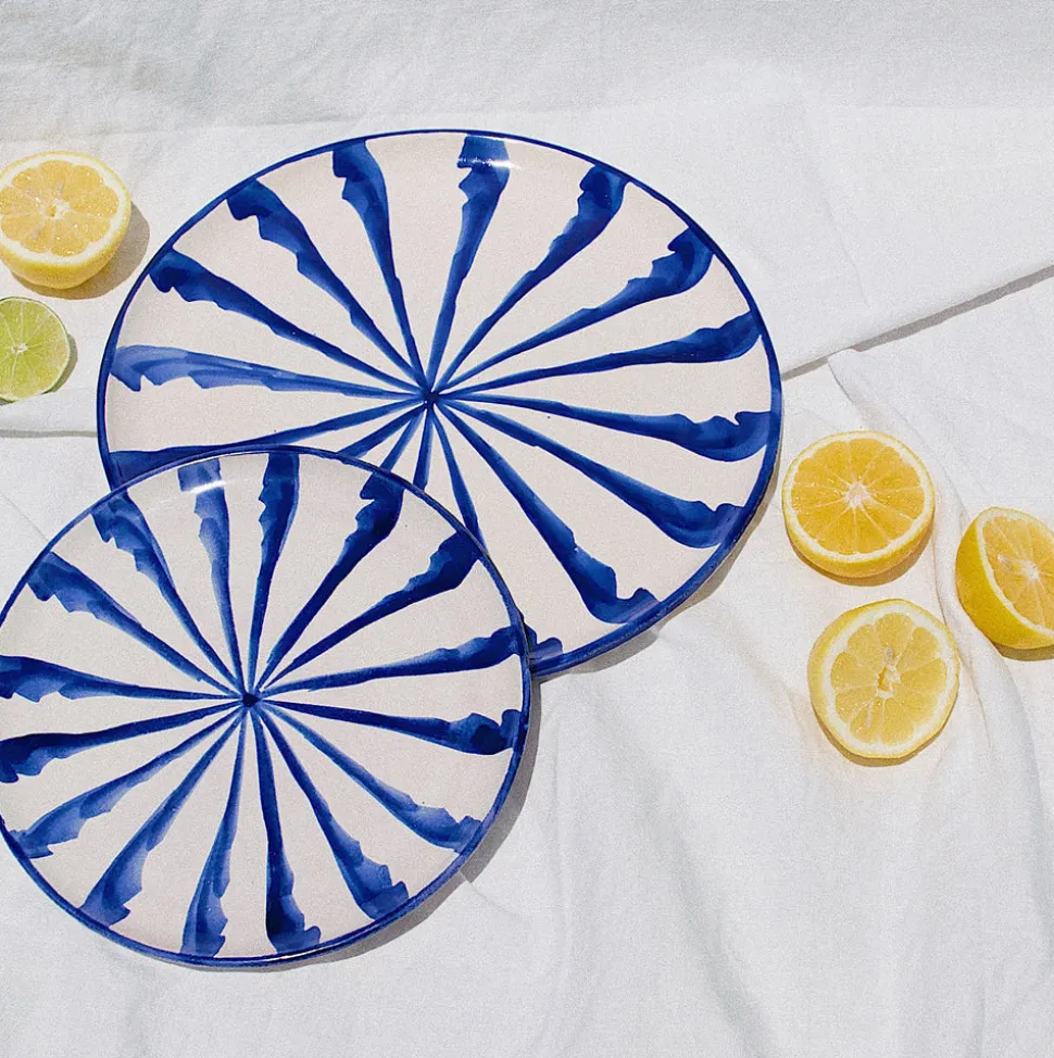 Casa Azul Dinner Plate with Candy Cane Stripes