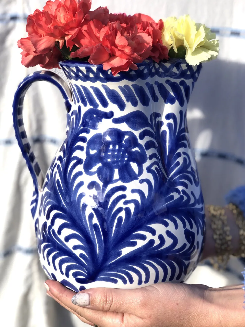 Casa Azul Large Pitcher with Hand-painted Designs