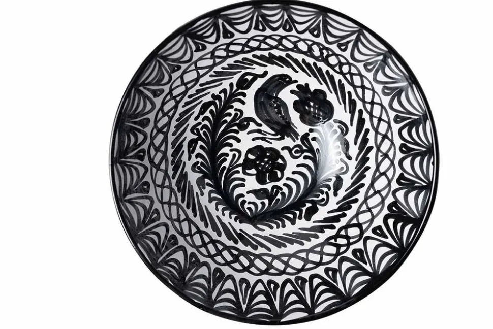Casa Blanca & Negra Large Bowl with Hand-painted Designs