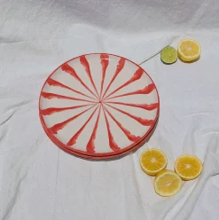 Casa Coral Dinner Plate with Candy Cane Stripes