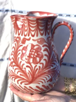 Casa Coral Medium Pitcher with Hand-painted Designs