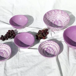 Casa Lila Medium Bowl with Hand-painted Designs