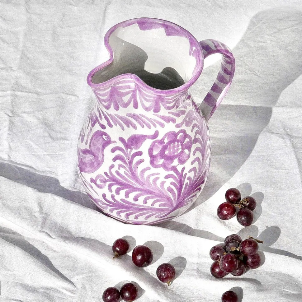 Casa Lila Medium Pitcher with Hand-painted Designs