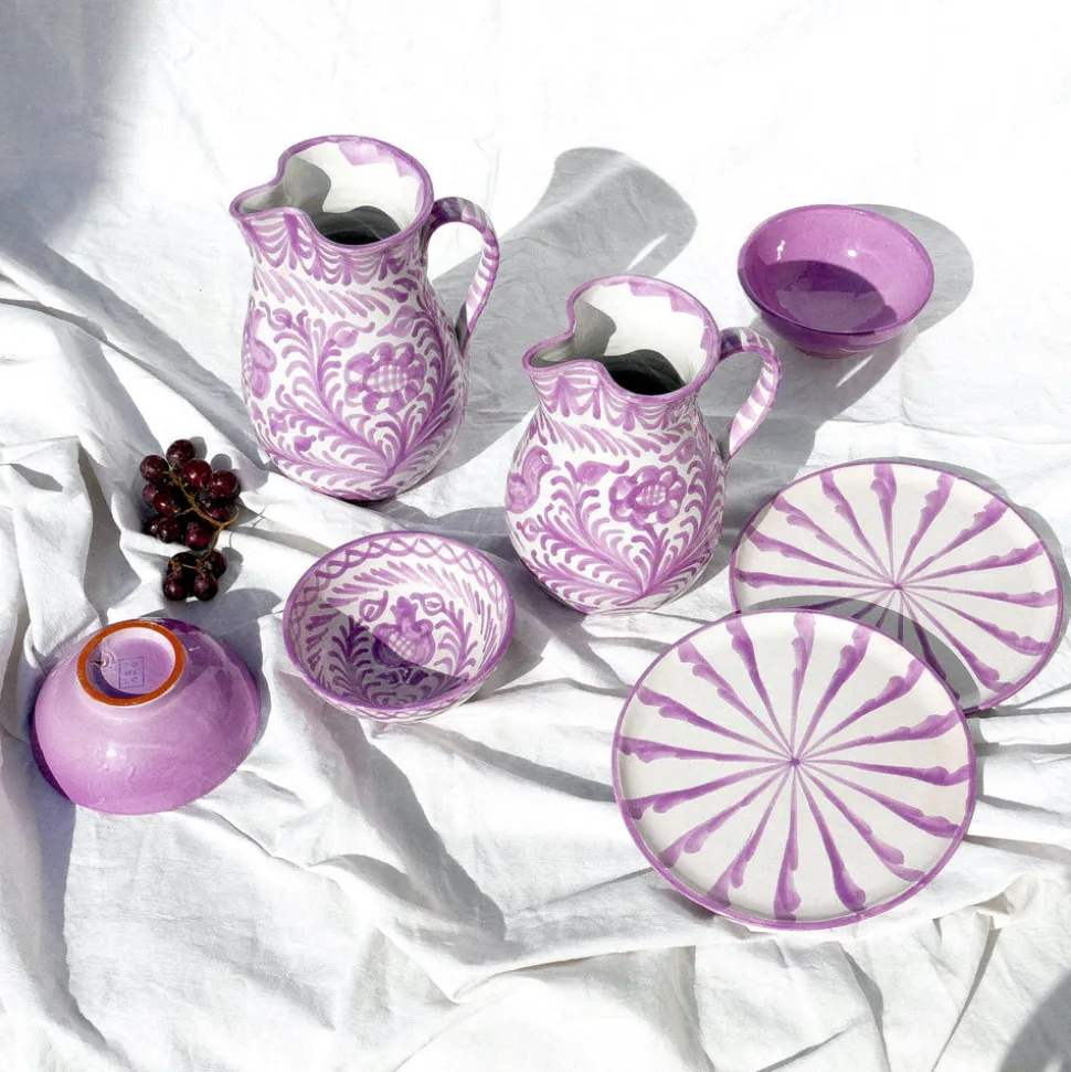 Casa Lila Medium Pitcher with Hand-painted Designs