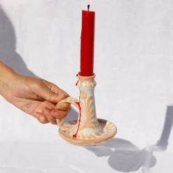 Casa Melocoton Candlestick with Hand-Painted Designs
