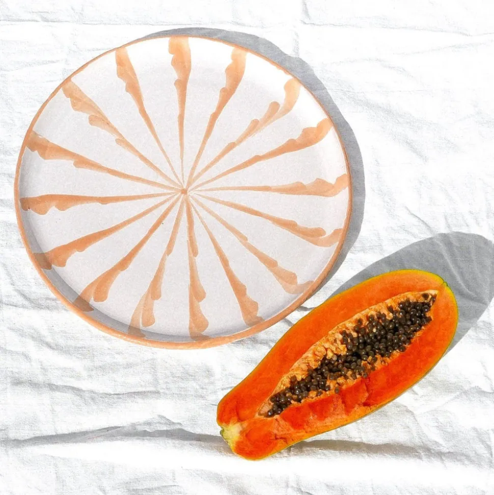 Casa Melocoton Dinner Plate with Candy Cane Stripes