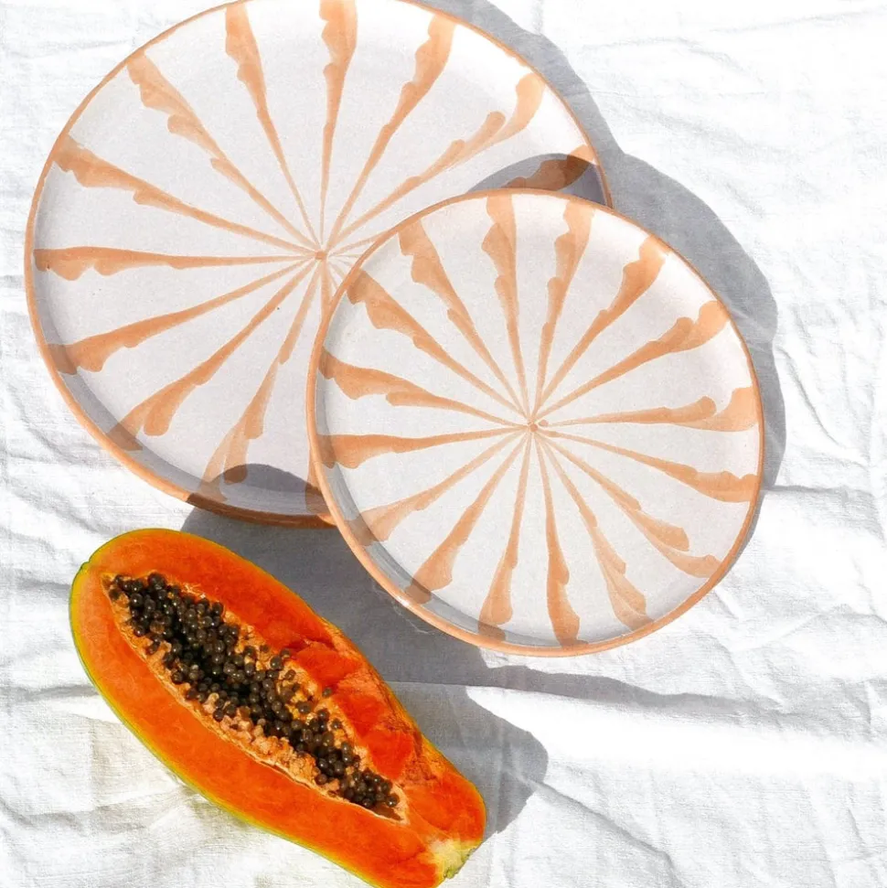 Casa Melocoton Dinner Plate with Candy Cane Stripes