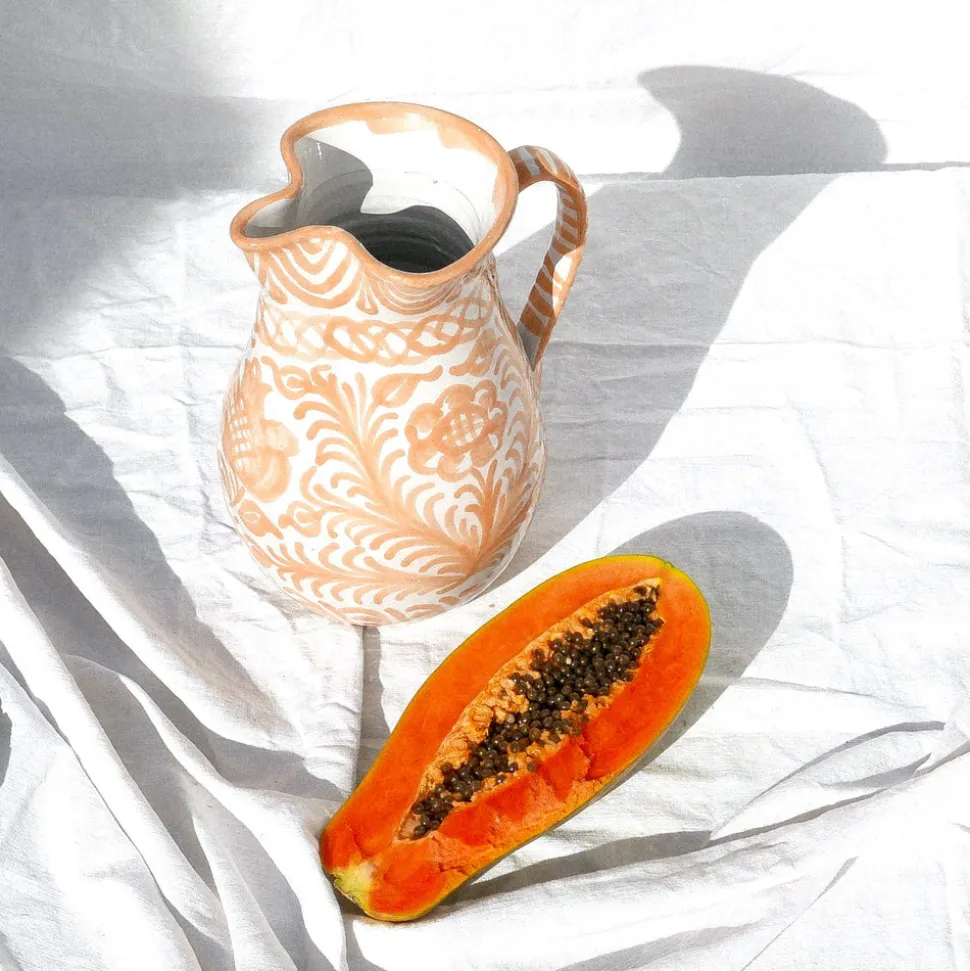 Casa Melocoton Large Pitcher with Hand-painted Designs