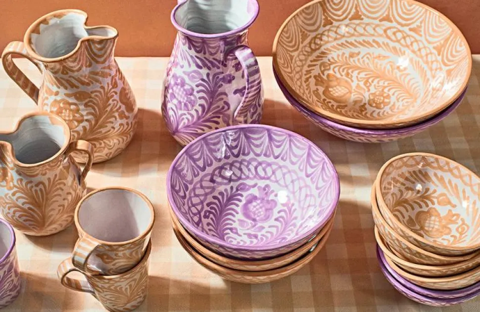 Casa Melocoton Medium Pitcher with Hand-painted Designs