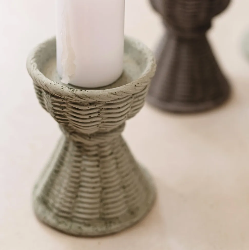 Casa Sage Green Short Candlestick