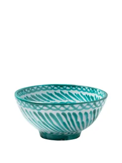Casa Verde Medium Bowl with Hand-painted Designs