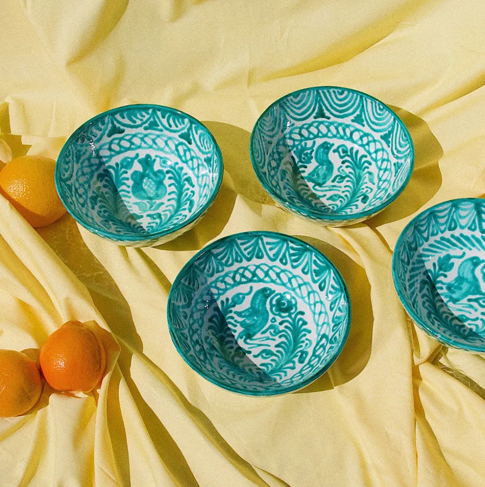 Casa Verde Medium Bowl with Hand-painted Designs
